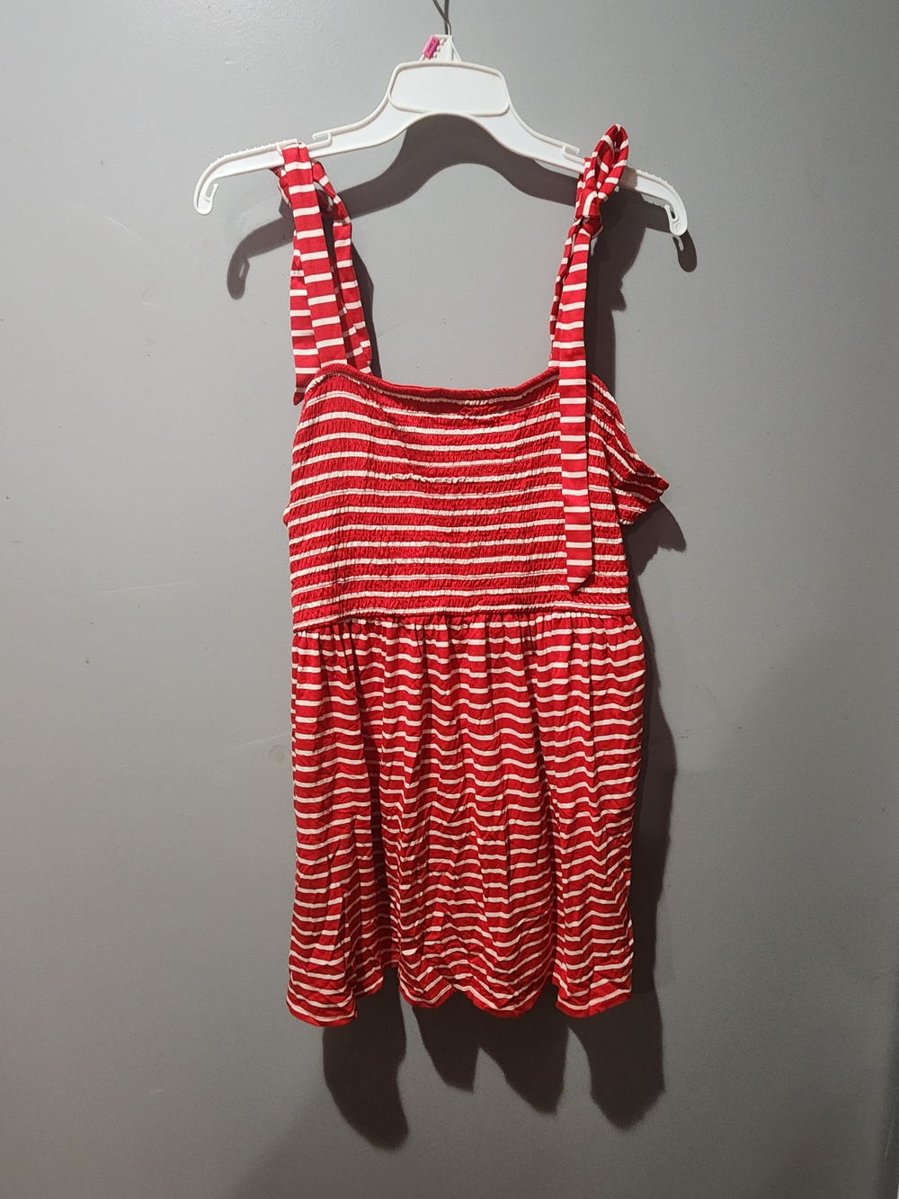 Red & White Striped Tie-Shoulder Maternity Top